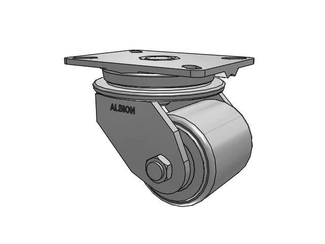 Albion Casters HD Raceway 4" x 4" Cast Iron Wheel Caster - Heavy-Duty Rigid Caster with 7.25" x 5.25" Plate | Model 90CA04701S for Industrial Use Albion-Casters