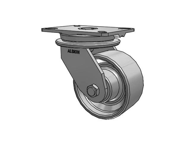 Albion Casters HD Raceway 6" x 3" Cast Iron Wheel Caster - Heavy-Duty Performance with 7.25" x 5.25" Plate - Model 90CA06501S for Industrial Use Albion-Casters