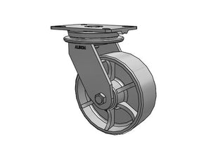 Albion 90CA08501S 8" x 3" Cast Iron Heavy-Duty Caster – 7.25" x 5.25" Plate