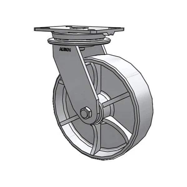 Albion Casters HD Raceway 10" x 3" Cast Iron Wheel Swivel Caster with 7.25" x 5.25" Plate - Heavy-Duty, Durable Mobility Solution for Industrial Applications Albion-Casters