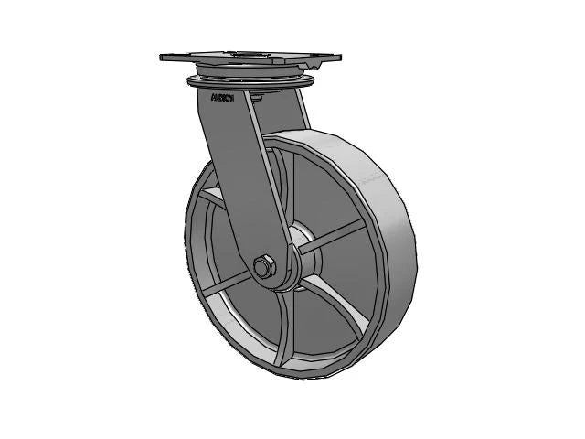 Albion Casters HD Raceway 12" x 3" Heavy-Duty Cast Iron Wheel Caster with 7.25" x 5.25" Plate - 90CA12501S | Superior Load Capacity for Industrial Use Albion-Casters