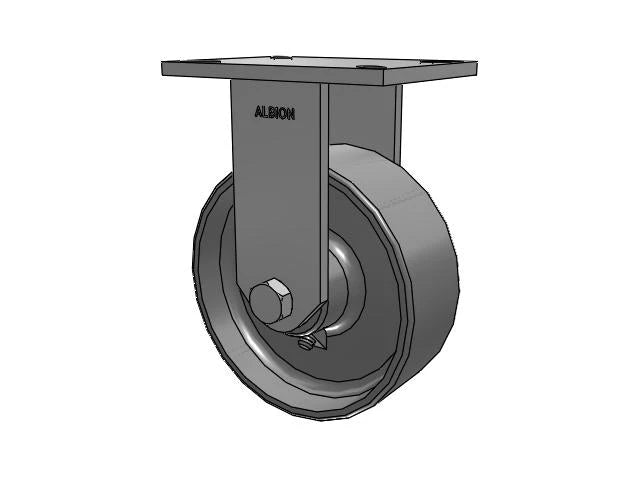 Albion Casters HD Raceway 8" x 3" Forged Steel Wheel Rigid Caster | Heavy-Duty Performance with 7.25" x 5.25" Plate - Model 90FS08501R Albion-Casters