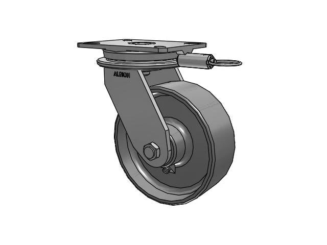 Albion Casters HD Raceway 8" x 3" Forged Steel Wheel Caster with Swivel Lock - Heavy-Duty 7.25" x 5.25" Plate for Industrial Applications - Model 90FS08501SL Albion-Casters