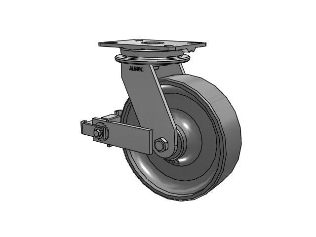 Albion Casters HD Raceway 10" x 3" Forged Steel Wheel Caster with Poly-Cam Brake | Heavy-Duty 7.25" x 5.25" Plate | Model 90FS10501SP Albion-Casters
