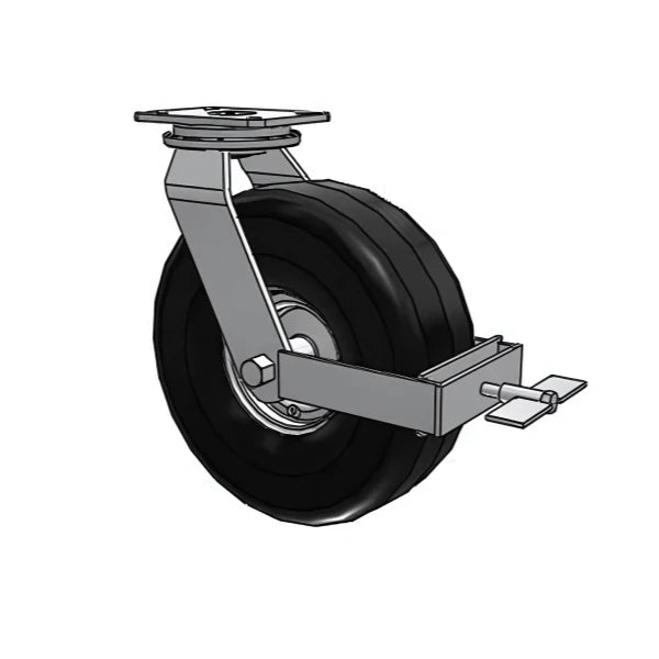 Heavy-Duty 785 lb Capacity Black Swivel Caster with Top Lock - 14"x5.3" Pneumatic Roller Bearing Albion-Casters