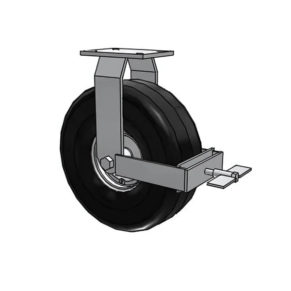 HD Raceway 14" Black Pneumatic Rigid Caster with Top Lock - 785 lb Capacity Albion-Casters