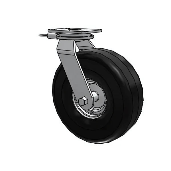 HD Raceway 14" Black Pneumatic Ball Bearing Swivel Caster with 7.25"x5.25" Plate, Swivel Lock, & 785 lb Load Capacity Albion-Casters