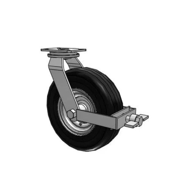 Albion Casters 16" x 4.8" Industrial Line -  HD Raceway Black Pneumatic Caster with Top Lock - 7.25" x 5.25" Plate - Heavy-Duty Industrial Caster for Superior Load Support and Durability Albion-Casters