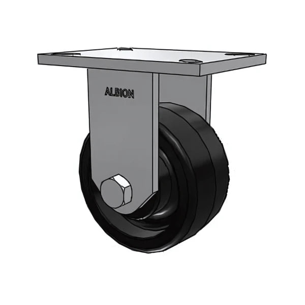90TM06501R Heavy-Duty 6"x3" Phenolic Rigid Caster with 7.25"x5.25" Plate, 2000 lb Capacity Albion-Casters