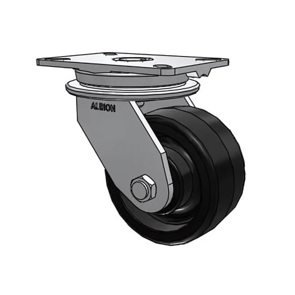 90TM06501S Heavy-Duty 6"x3" Phenolic Swivel Caster with 7.25"x5.25" Plate, 2000 lb Capacity Albion-Casters