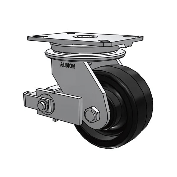 Heavy-Duty 6"x3" Phenolic Caster with Poly-Cam Brake - 2000 lb Capacity Albion-Casters