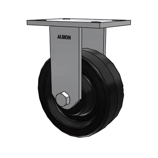 Heavy-Duty 8"x3" Phenolic Caster with 7.25"x5.25" Plate - 2500 lb Capacity Albion-Casters