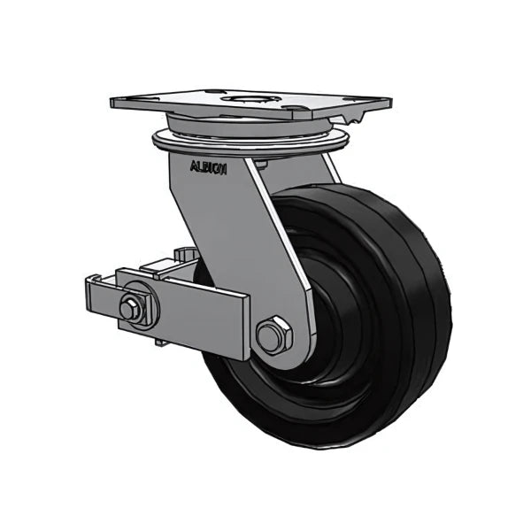 Heavy-Duty 8"x3" Phenolic Caster with Poly-Cam Brake | 2500 lb Load Capacity Albion-Casters
