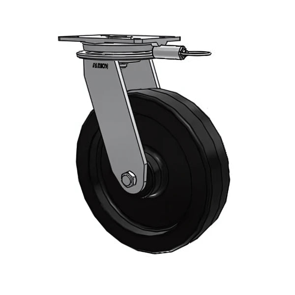 HD Raceway 12"x3" Phenolic Caster with 7.25"x5.25" Plate, Swivel Lock, & 3500 lb Load Capacity Albion-Casters