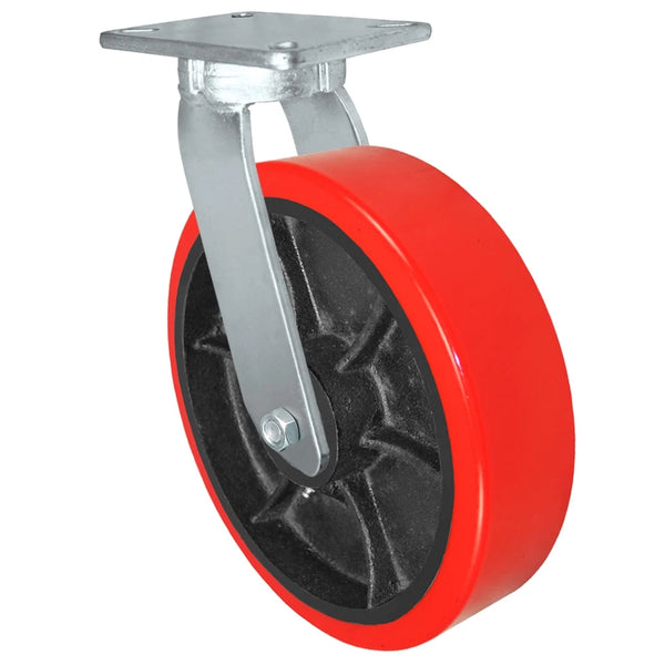 Durastar Xtreme Heavy Duty 91 Series - 12" x 3" Heavy Duty Polyurethane on Steel Swivel Caster - 4500 lb Capacity, 4-1/2" x 6-1/4" Top Plate Durastar