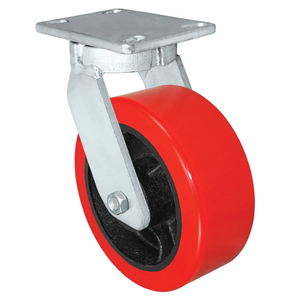 Durastar Xtreme Heavy Duty 91 Series - 8" x 3" Heavy Duty Polyurethane on Steel Swivel Caster - 3500 lb Capacity, 4-1/2" x 6-1/4" Top Plate Durastar