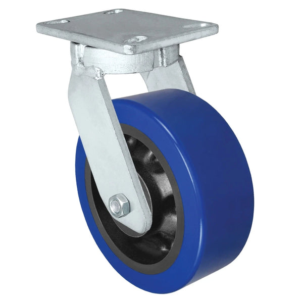 Durastar Xtreme Heavy Duty 91 Series - 8" x 3" Polyurethane on Glass-filled Nylon - MX (23mm Thick Tread) Swivel Caster - 2500 lb Capacity, 4-1/2" x 6-1/4" Top Plate Durastar
