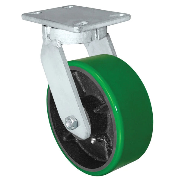 Durastar Xtreme Heavy Duty 91 Series - 8" x 3" Polyurethane on Steel Swivel Caster - 2500 lb Capacity, 4-1/2" x 6-1/4" Top Plate Durastar