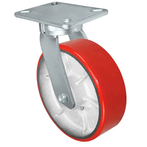 Durastar Xtreme Heavy Duty 92 Series - 10" x 3" Polyurethane on Steel Swivel Caster - 3000 lb Capacity, 5-1/4" x 7-1/4" Top Plate Durastar