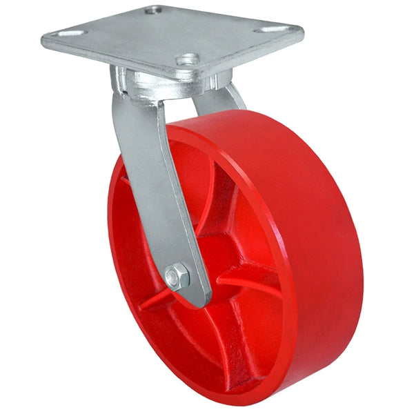 Durastar Xtreme Heavy Duty 92 Series - 12" x 3" Ductile Steel Swivel Caster - 6000 lb Capacity, 5-1/4" x 7-1/4" Top Plate Durastar
