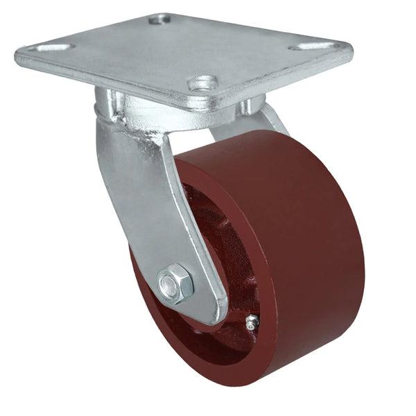 Durastar Xtreme Heavy Duty 92 Series - 6" x 3" Ductile Steel Swivel Caster - 6000 lb Capacity, 5-1/4" x 7-1/4" Top Plate Durastar