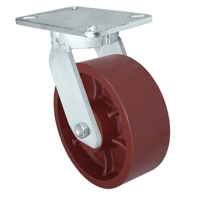 Durastar Xtreme Heavy Duty 92 Series - 8" x 3" Ductile Steel Swivel Caster - 6000 lb Capacity, 5-1/4" x 7-1/4" Top Plate Durastar