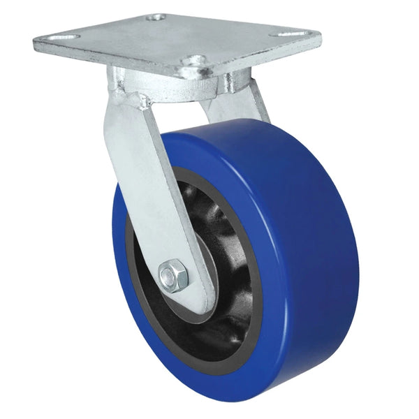 Durastar Xtreme Heavy Duty 92 Series - 8" x 3" Polyurethane on Glass-filled Nylon - MX (23mm Thick Tread) Swivel Caster - 2500 lb Capacity, 5-1/4" x 7-1/4" Top Plate Durastar