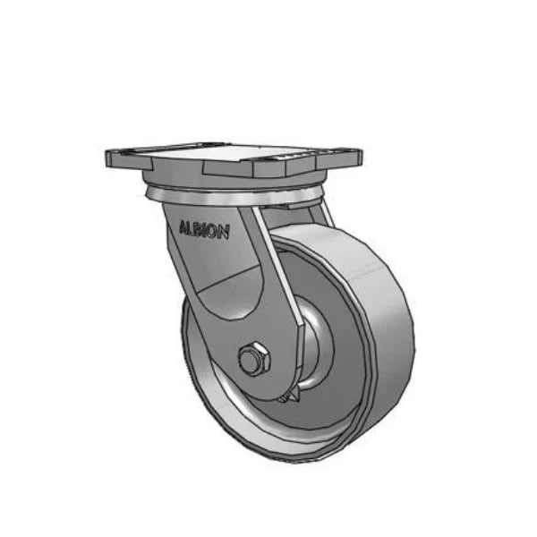 Albion Casters 8" x 3" Industrial Line Super Duty Forged Steel Wheel Caster - Industrial Strength with 7.5 x 6.5" Plate - 4500 lb Load Capacity, Maintenance-Free, Made in USA - Model 94FS08509SBBL Albion-Casters
