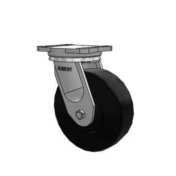 Albion Casters 10" x 3"  Industrial Line - Super Duty Nylon Caster -BBL Trionix with 7.5" x 6.5" Plate - Heavy-Duty Load Capacity Model 94NX10528SBBL Albion-Casters
