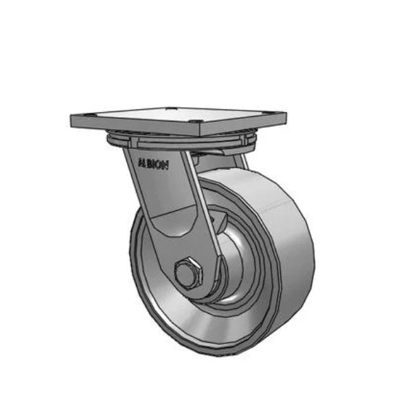 Albion Casters 10" x 4" Industrial Line - Super Duty Forged Steel Wheel Caster with 8.5 x 8.5" Plate - High Load Capacity, Durable TRL Design (Model 95FH10709STRL) Albion-Casters