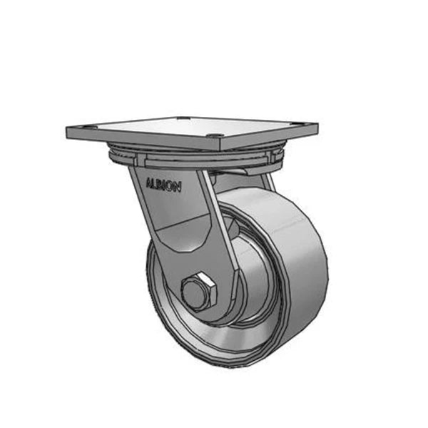 Albion Casters 8" x 4" Industrial Super Duty Caster - Forged Steel Wheel with 8.5 x 8.5" Plate, 8000 lb Capacity - 95FS08709SBBL Albion-Casters