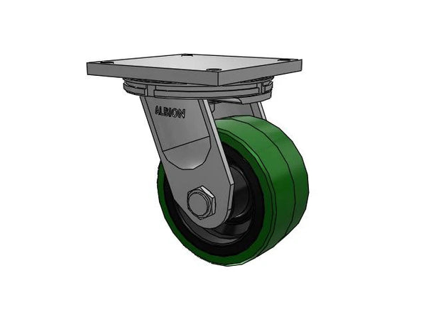 Albion Casters Super-Duty 8" x 4" Polyurethane-on-Iron Wheel Caster with 8.5" x 8.5" Plate – Heavy-Duty Performance for Industrial Use - Model 95PX08709STRL Albion-Casters