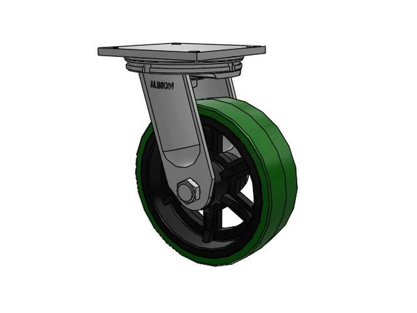 Albion Casters Super-Duty 12" x 4" Polyurethane-on-Iron Wheel Caster with 8.5" x 8.5" Plate - Heavy-Duty Industrial Caster for Enhanced Durability and Load-Bearing Performance - Model 95PX12709SBBL Albion-Casters