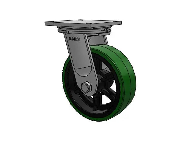 Albion Casters Super-Duty 12" x 4" Polyurethane-on-Iron Wheel Caster with 8.5" x 8.5" Plate - Heavy-Duty Industrial Caster for Enhanced Durability and Load-Bearing Performance - Model 95PX12709SBBL -  | CasterHQ