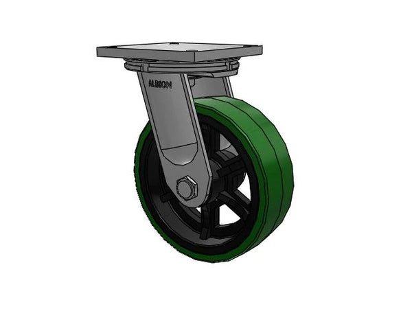 Albion Casters Super-Duty 12" x 4" Polyurethane-on-Iron Wheel Caster with 8.5" x 8.5" Plate - Heavy-Duty Load Capacity, Industrial-Grade Performance - Model 95PX12709STRL Albion-Casters