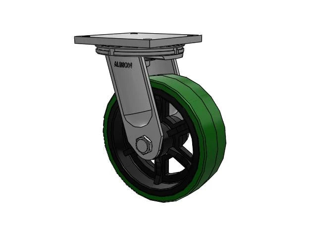 Albion Casters Super-Duty 12" x 4" Polyurethane-on-Iron Wheel Caster with 8.5" x 8.5" Plate - Heavy-Duty Load Capacity, Industrial-Grade Performance - Model 95PX12709STRL Albion-Casters