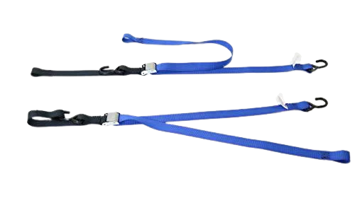 1.5" x 6' Blue and Gray Motorcycle Tie Down Cam Buckle Straps - Tough Durable Webbing CasterHQ