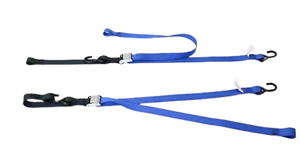 1.5" x 6' Blue and Gray Motorcycle Tie Down Cam Buckle Straps - Tough Durable Webbing CasterHQ