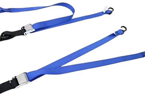 1.5" x 6' Blue and Gray Motorcycle Tie Down Cam Buckle Straps - Tough Durable Webbing CasterHQ
