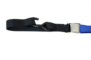 1.5" x 6' Blue and Gray Motorcycle Tie Down Cam Buckle Straps - Tough Durable Webbing CasterHQ