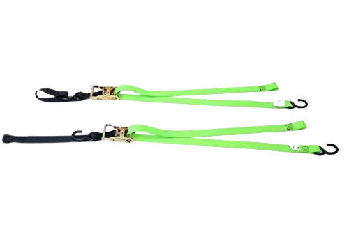 1.5" x 6' Motorcycle Tie Down Ratchet Strap - Heavy Duty Vinyl Coated S-Hooks CasterHQ