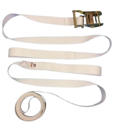 1.5" x 15' White Tent Ratchet Straps with Sewn Loops CasterHQ