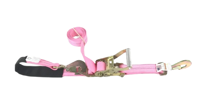 2" x 10' Ratchet Axle Strap Combo with Twisted Snap Hooks, D-Ring, Strap Adjuster - Diamond Weave Webbing, 3,333 lbs WLL CasterHQ