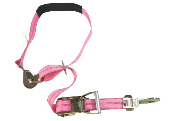 2" x 10' Ratchet Axle Strap Combo with Twisted Snap Hooks, D-Ring, Strap Adjuster - Diamond Weave Webbing, 3,333 lbs WLL CasterHQ