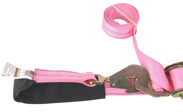 2" x 10' Ratchet Axle Strap Combo with Twisted Snap Hooks, D-Ring, Strap Adjuster - Diamond Weave Webbing, 3,333 lbs WLL CasterHQ