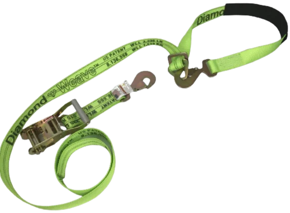 2" x 10' Diamond Weave Axle Strap Combo with Flat Snap Hooks - 3,333 lbs WLL CasterHQ