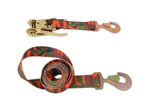 2" x 10' Camo Ratchet Strap Assembly w/ Flat Snap Hooks CasterHQ
