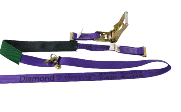 2" x 10' Diamond Weave Ratchet Strap with 2,000 lbs Load Capacity - Secure Heavy Loads with A-2X11RSEH-AUTO Low Profile Sleeve SAFE 'N SECURE LLC