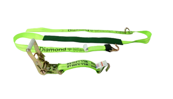 2" x 10' Ratchet Wheel Strap with Wire Hooks & Low Profile Sleeve - 3,333 lbs Load Capacity | Secure Cargo Tiedown SAFE 'N SECURE LLC