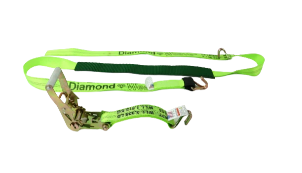 2" x 10' Ratchet Wheel Strap with Wire Hooks & Low Profile Sleeve - 3,333 lbs Load Capacity | Secure Cargo Tiedown SAFE 'N SECURE LLC